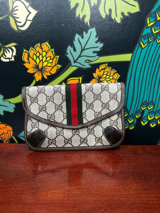 Vintage Gucci GG Supreme Web Stripe Clutch - Picture 2 of 10